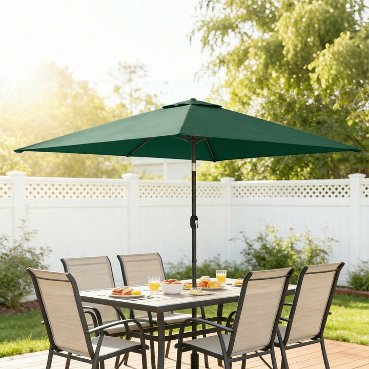 Parasol 300 x 200 cm, vipbar balkonparasol med håndsving og beskyttelsesovertræk, grøn