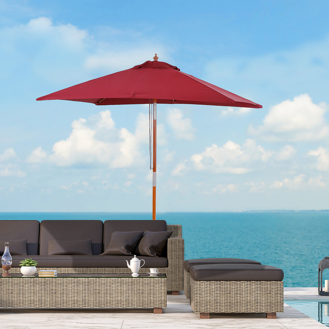 Parasol 200 x 150 x 235 cm, foldbar haveparasol, 3-trins justerbar, rektangulær strandparasol, vandafvisende og UV-bestandig til strand, balkon, terrasse, have, bordeaux