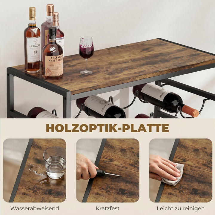 Vinreol til 30 flasker, fritstående metalflaskereol til kælder/opbevaringsrum, 59 x 30 x 88,5 cm, rustik brun