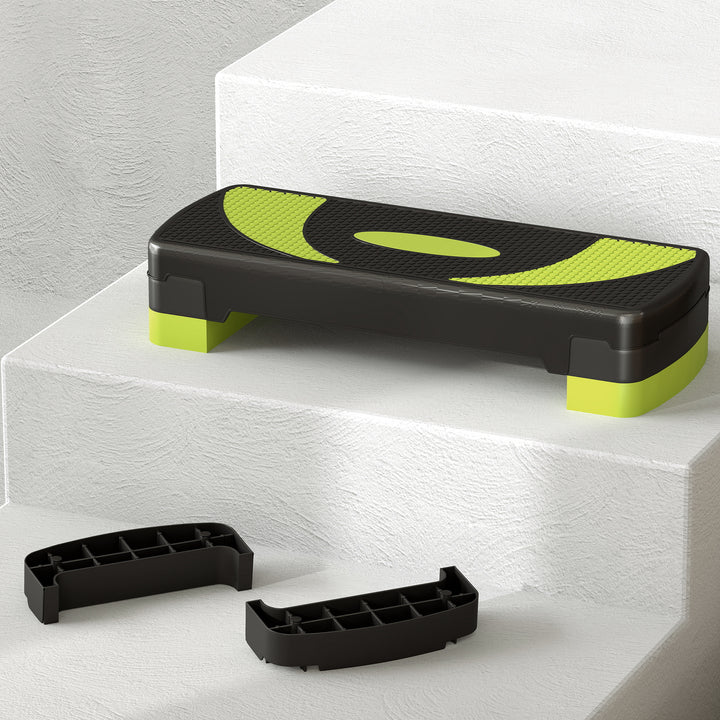 Aerobic stepper, højdejusterbar, til indendørs og udendørs brug, belastningskapacitet op til 150 kg, 80 x 31 x 10-20 cm, grøn