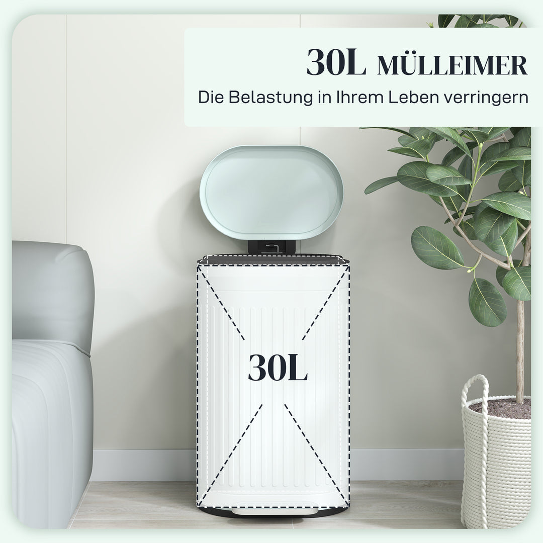 30L pedalspand med låg, aftagelig inderspand, soft-close-funktion, 36,5 x 31,2 x 60,8 cm, grøn