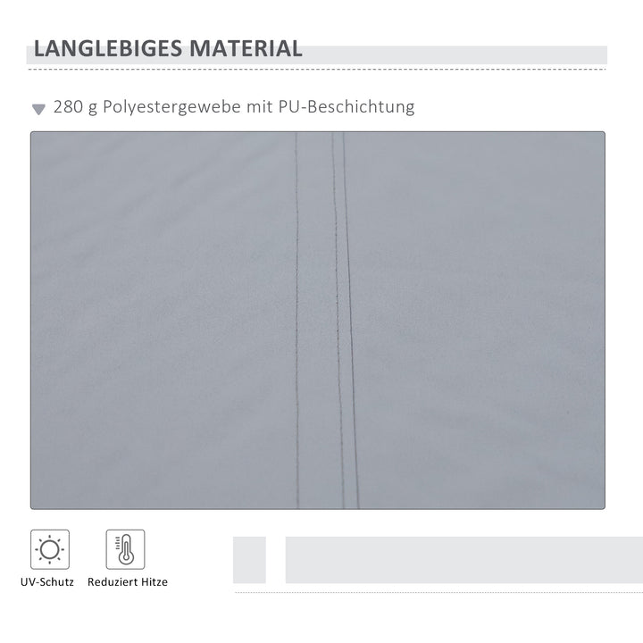 Markise, 3,95 x 2,45 m, solsejl, udtrækkeligt, med håndsving, metalramme, polyester, grå/hvid