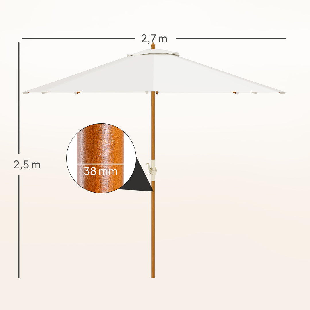 Træparasol, haveparasol, balkonparasol, 2,5 m, cremefarvet