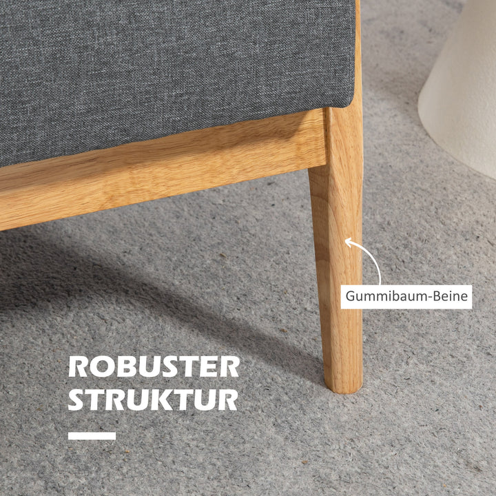 Tre-personers polstret sofa, gummitræ, 154,5 x 69,5 x 73 cm, grå