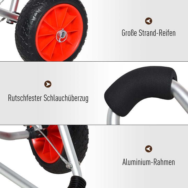 Kajakvogn aluminium bådvogn sammenklappelig transportvogn kunstlæderdæk sølv 75 kg 75 x 43 x 46 cm