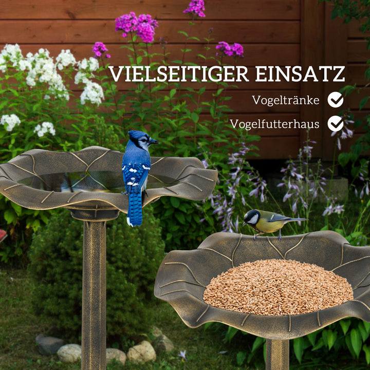 Fuglebad/vandskål, vintage design, stabil base, vinterbestandig, Ø50 x 71H cm, bronze