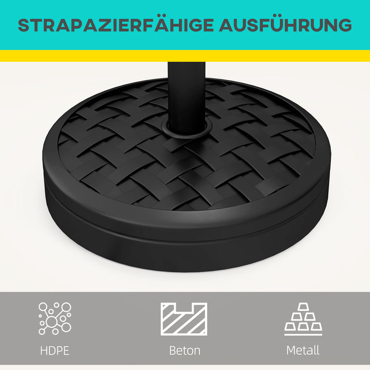 Beton parasolfod, 18 kg, rund parasolholder til parasoller 32/38/48 mm, sort