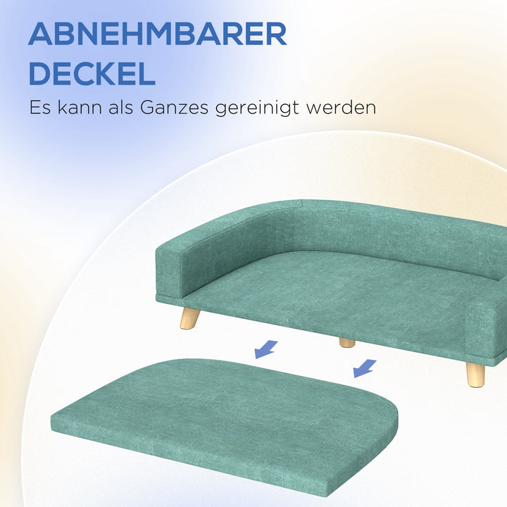 Hundeseng hundesofa kæledyrssofa, eukolyptustræ, 98 x 67 x 25 cm, grøn