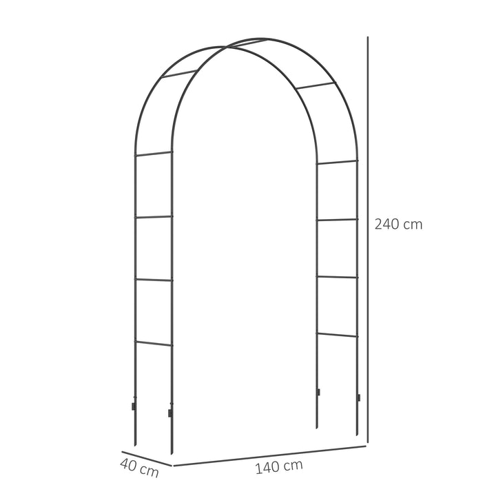 Havebue, rosenbue, espalier, metalrosenbue, sort, 1,40 x 0,40 x 2,40 m