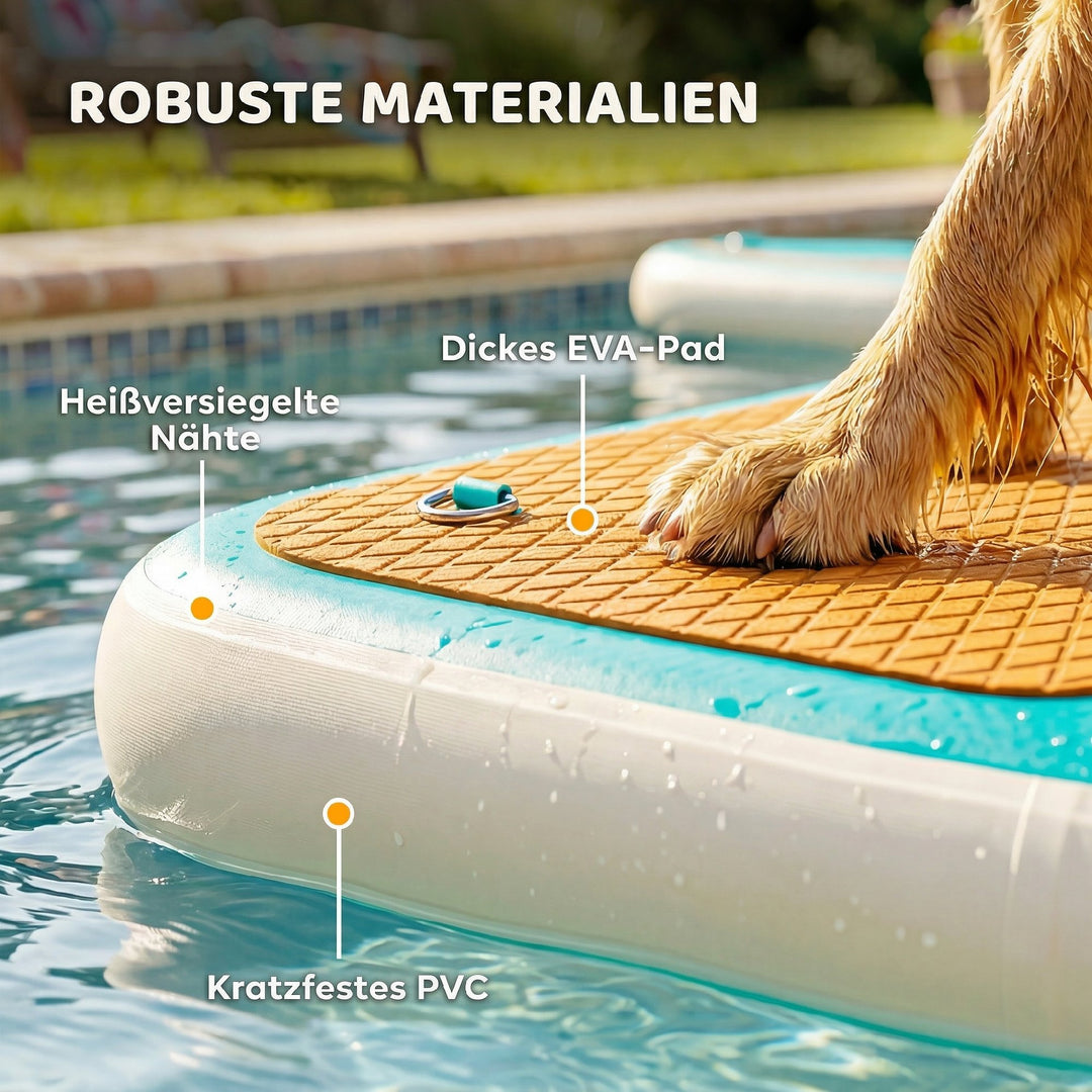 Oppustelig vandrampe til hunde, hunderampe til pools, 151x102 cm, bærbar hundebåd med skridsikker EVA-overflade, orange