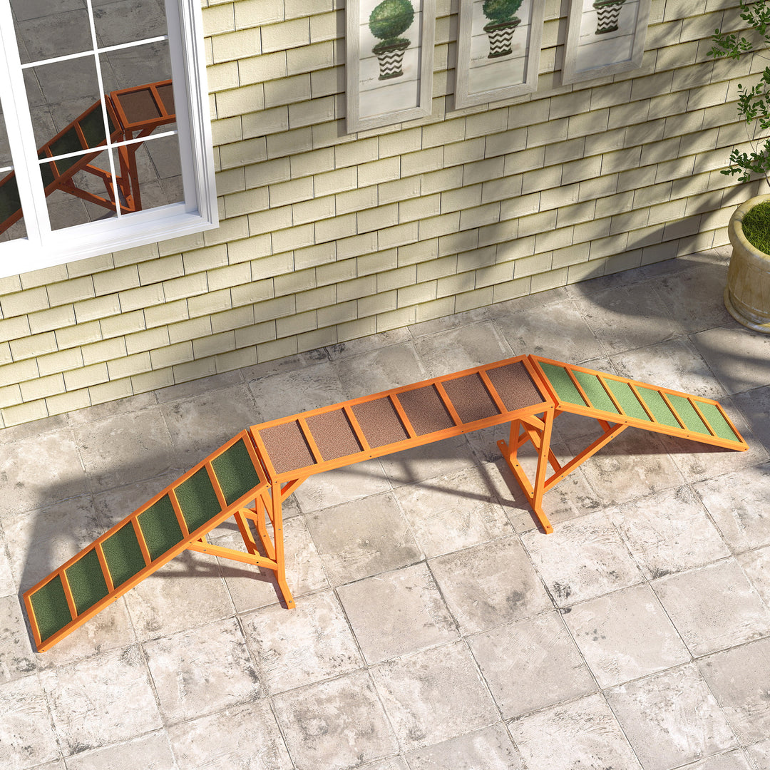 Agility hunderampe, parcours, skridsikker, vejrbestandig, træ, 335 x 55 x 60 cm, orange