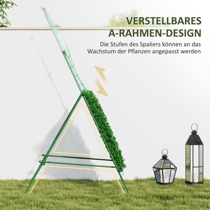 Espalier af stål til fastgørelse af rustfri a-formet espalier til klatreplanter 101x133x227 cm grøn