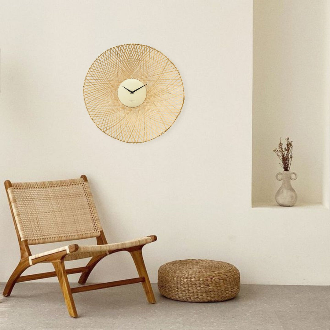 Vægur 60 cm-Silent-Brown/Sort-Bamboo-NeXtime 'Vortex'