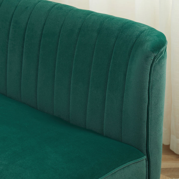 2-Personers stofsofa polstret sofa dobbeltsofa siddemøbler loungesofa træ fløjlsagtig polyesterskum mørkegrøn 117 x 56,5 x 77 cm