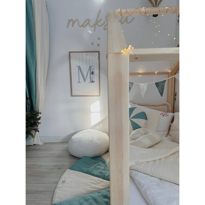 "White lamb" boucle, bomuld Patchwork Lillipop pude