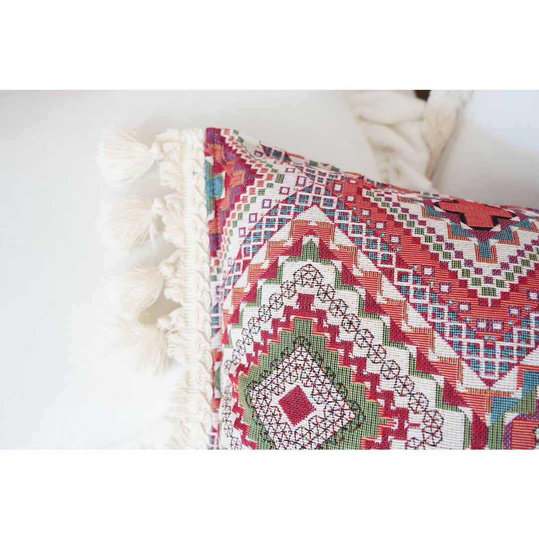 "Pink boho style" dekorativ pude med frynser