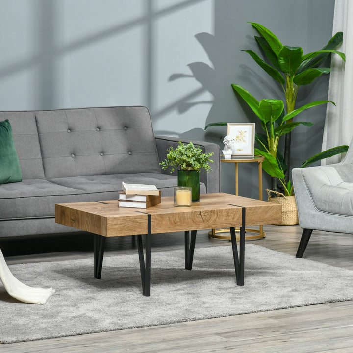 Sofabord i industriel stil, 105 cm x 60 cm x 42 cm, sort + brun