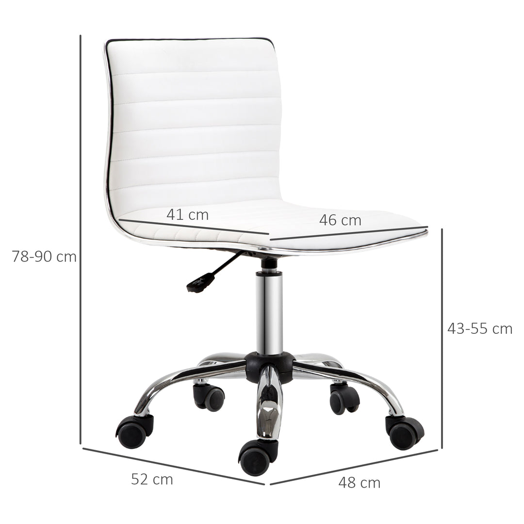 Frisørstol, salonstol med ryglæn, højdejusterbar, stål pu, hvid, 48 x 52 x 78-90 cm