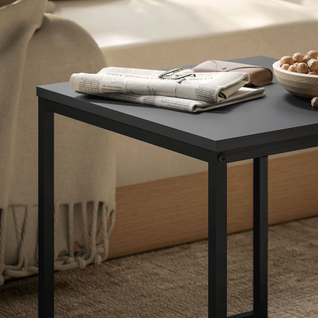 Moderne sofabord, sæt med 2 sofaborde, til små rum, firkantet, mdf, metal, sort