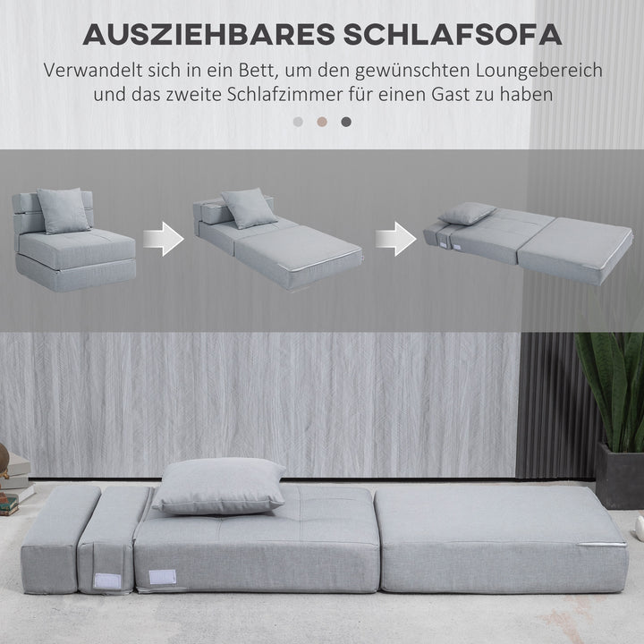 Lænestol med sengefunktion, inklusive 1 hynde, 70 cm x 70 cm x 61 cm, lysegrå