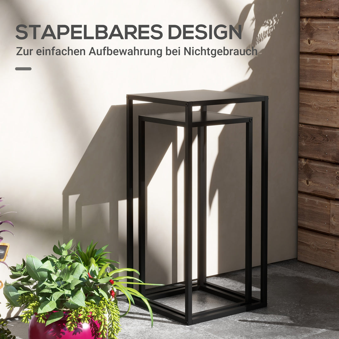 Blomsterstander, sæt med 2, skandinavisk design, metalramme, 58,5/65 cm højde, sort