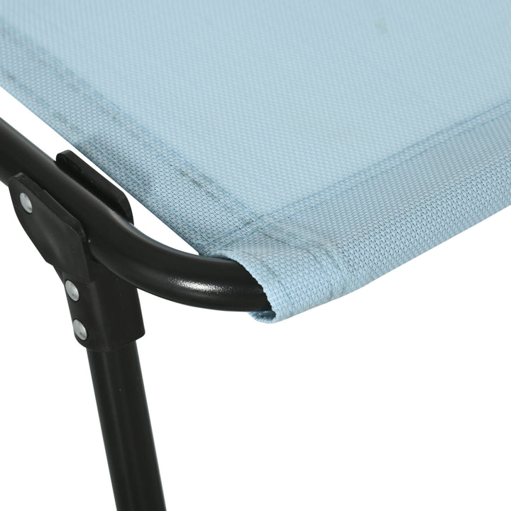 Solseng, foldbar, åndbart betræk, metalramme, 189 x 58 x 30 cm, blågrøn