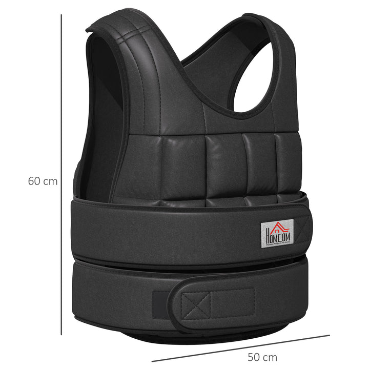 30 Kg vægtvest træningsvest med 35 vægtposer justerbar styrketræning fitness oxford metal sort 60 x 50 cm