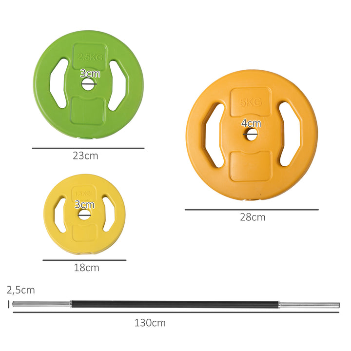 Håndvægtsæt 20 kg håndvægtsæt af støbejern håndvægte med forbindelsesrør skridsikkert håndtag flerfarvet