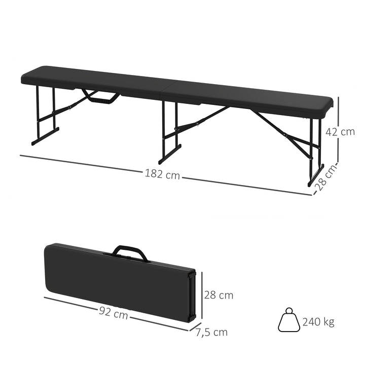 Campingbænk, udendørs plastikbænk, 240 kg lasteevne, sort