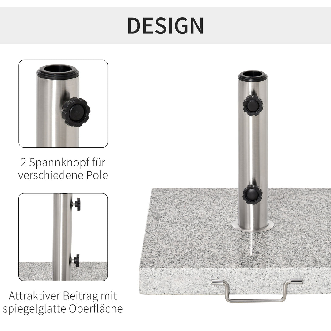 Parasolfod i rustfrit stål med håndtag, halvrund, paraplyholder, paraplyvægt til parasoller Ø3,8-Ø4,8 cm, til altan, terrasse, have, grå