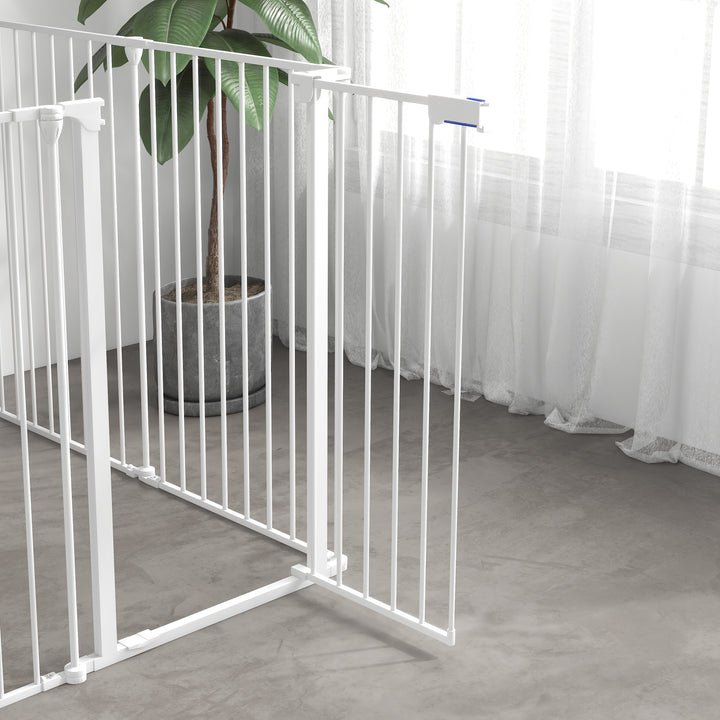 Hvalpekravlegård, modulært design, foldbar, stålramme, til indendørs brug, hvid, 90 x 123 x 102 cm