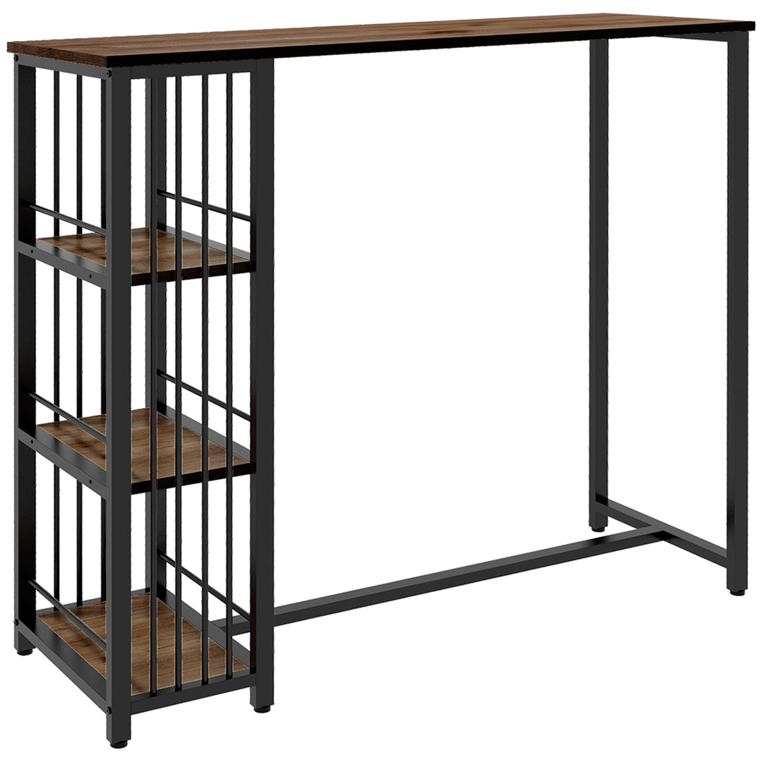 Barbord, ståbord, køkkenbord, industrielt design, 3 hylder, 120 x 40 x 105 cm; Sort + Brun