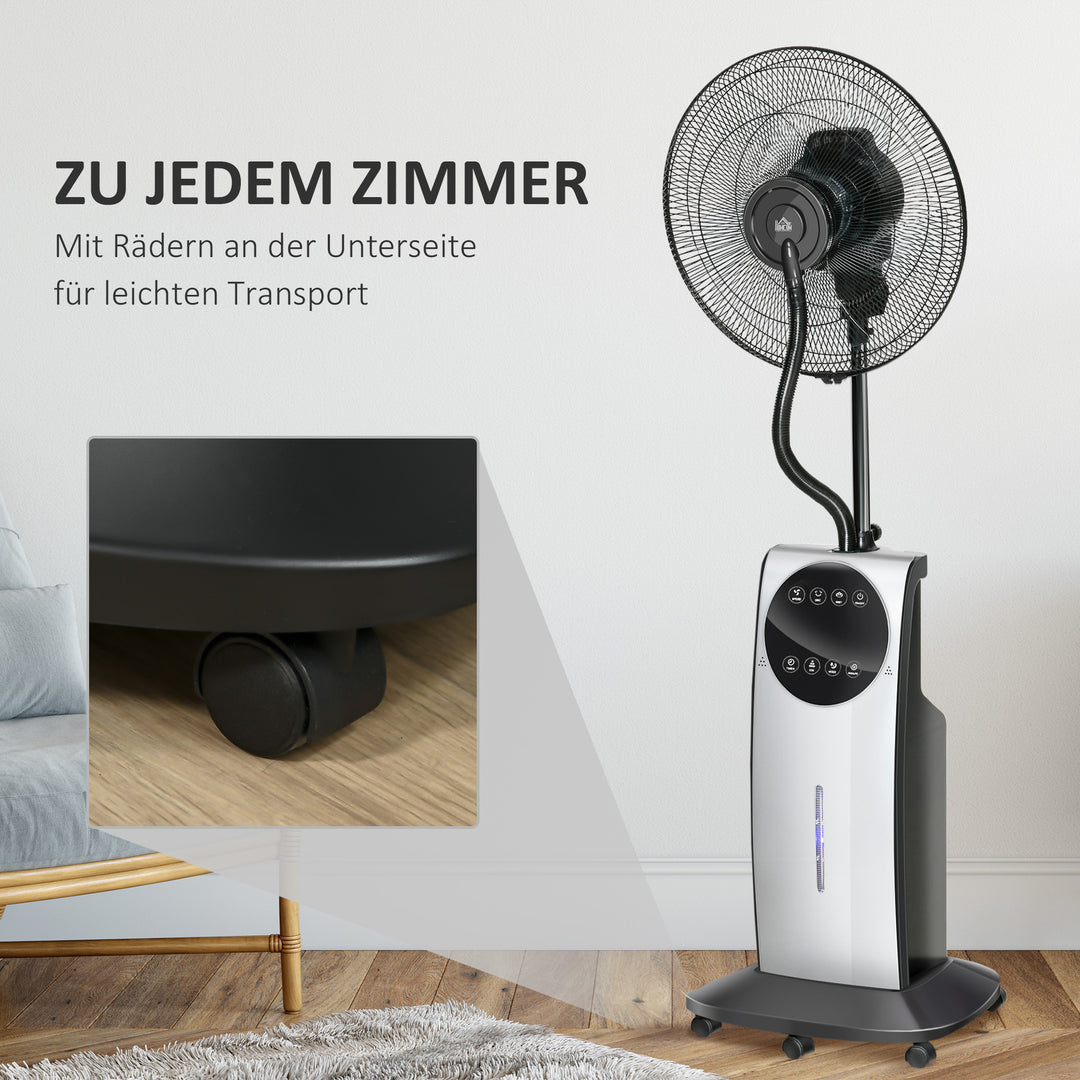 2-i-1 ventilator, LED-display, timerfunktion, Ø 44,5 x 135H cm, sølv + sort