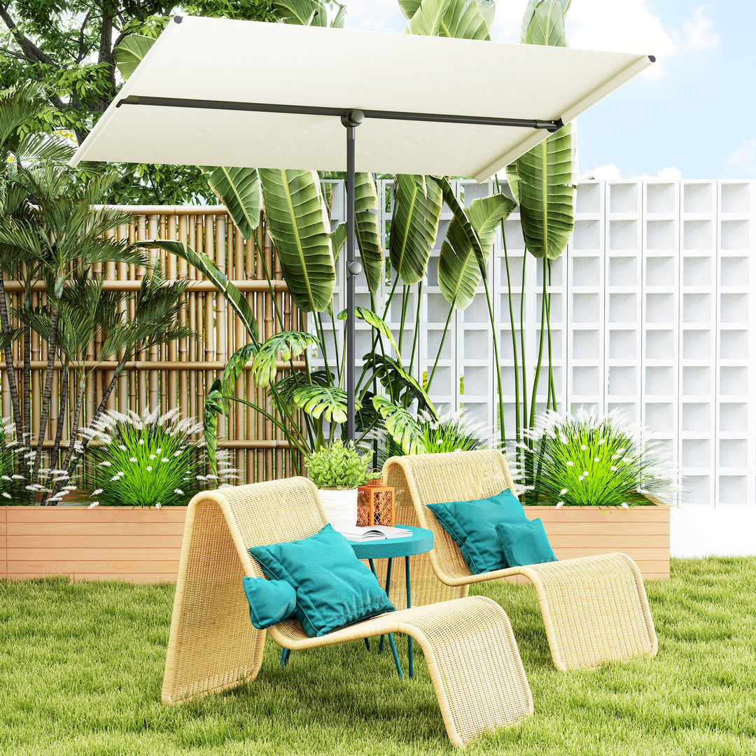 Parasol 180 grader drejelig højdejusterbar haveparasol med aluminiumsstang 150x205cm beige