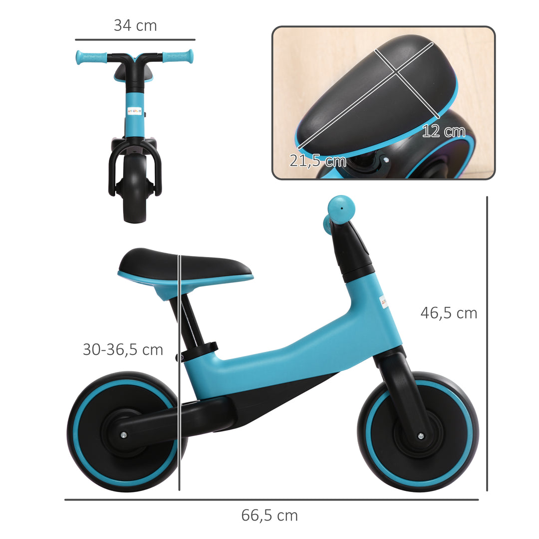 Løbecykel til børn 1,5-3 år, letvægts: kun 3,5 kg, højdejusterbart sæde, metalstel, blå
