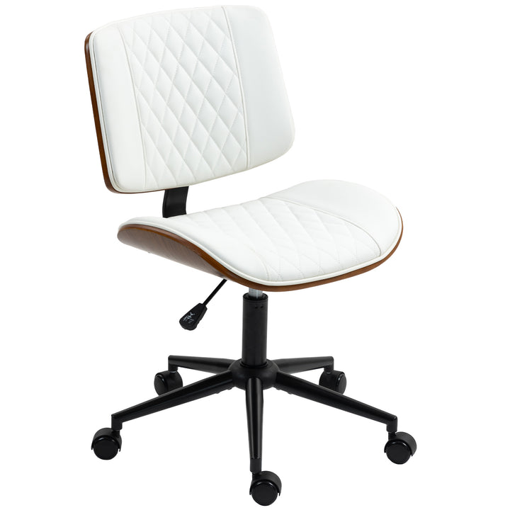 Kontorstol højdejusterbar skrivebordsstol med hjul, diamantsøm 52 x 53 x 80-90 cm hvid