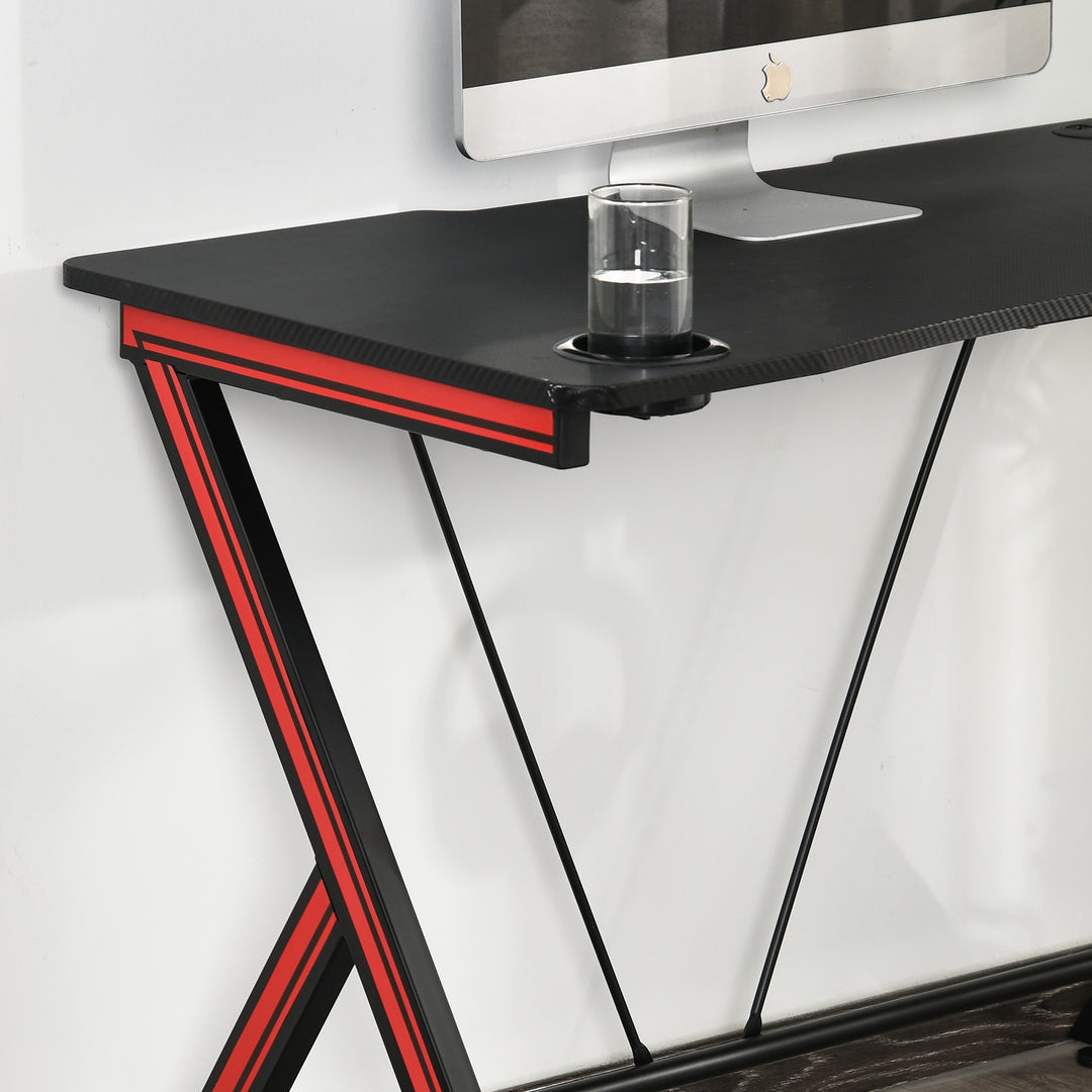 Gaming-bord med hovedtelefonkrog og kopholder computerbord stål + mdf sort 105 x 55 x 75 cm