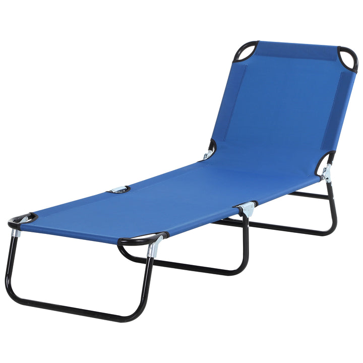 Solseng, justerbar ryglæn med 5 positioner, hurtigtørrende, metalstel, 190 x 56 x 28 cm, blå