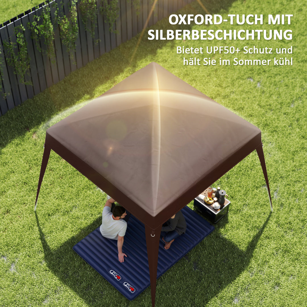 Udskiftningstag til pavillon, udskiftningsovertræk til 3 x 3 m havepavillon, udskiftningstag til havetelt, upf50+, oxfordstof, brun