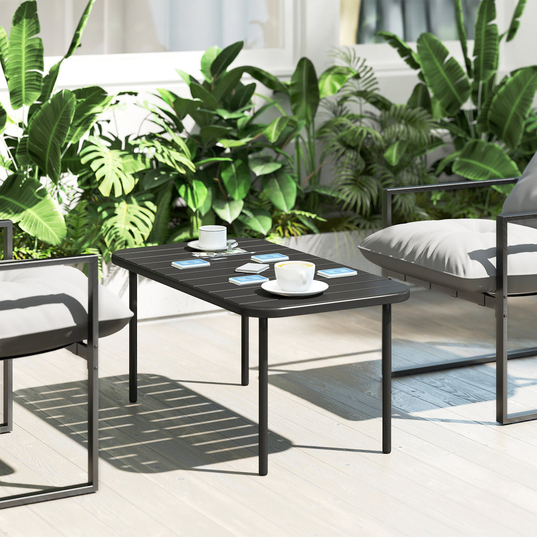 Rektangulært sidebord, balkonbord af stål, let at rengøre, til balkon, have, terrasse, veranda, 90x50x43 cm, sort