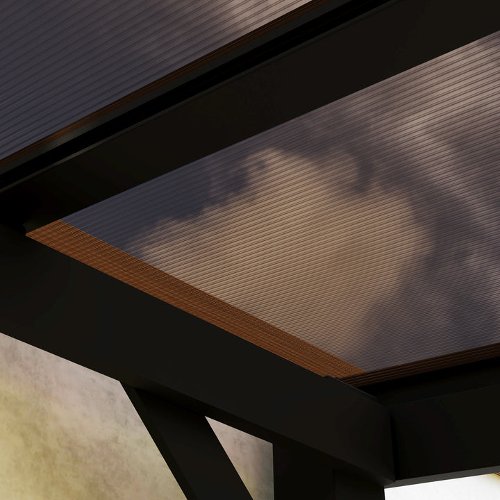 3 x 3 m metalpergola, havepergola med vandtæt tag, fritstående, vindtæt, UV-bestandig, mørkegrå