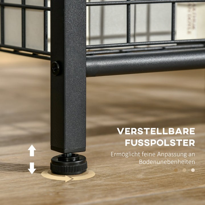 Sidebord med hærdet glasplade, 2 niveauer, klassisk design med metalstel, sort
