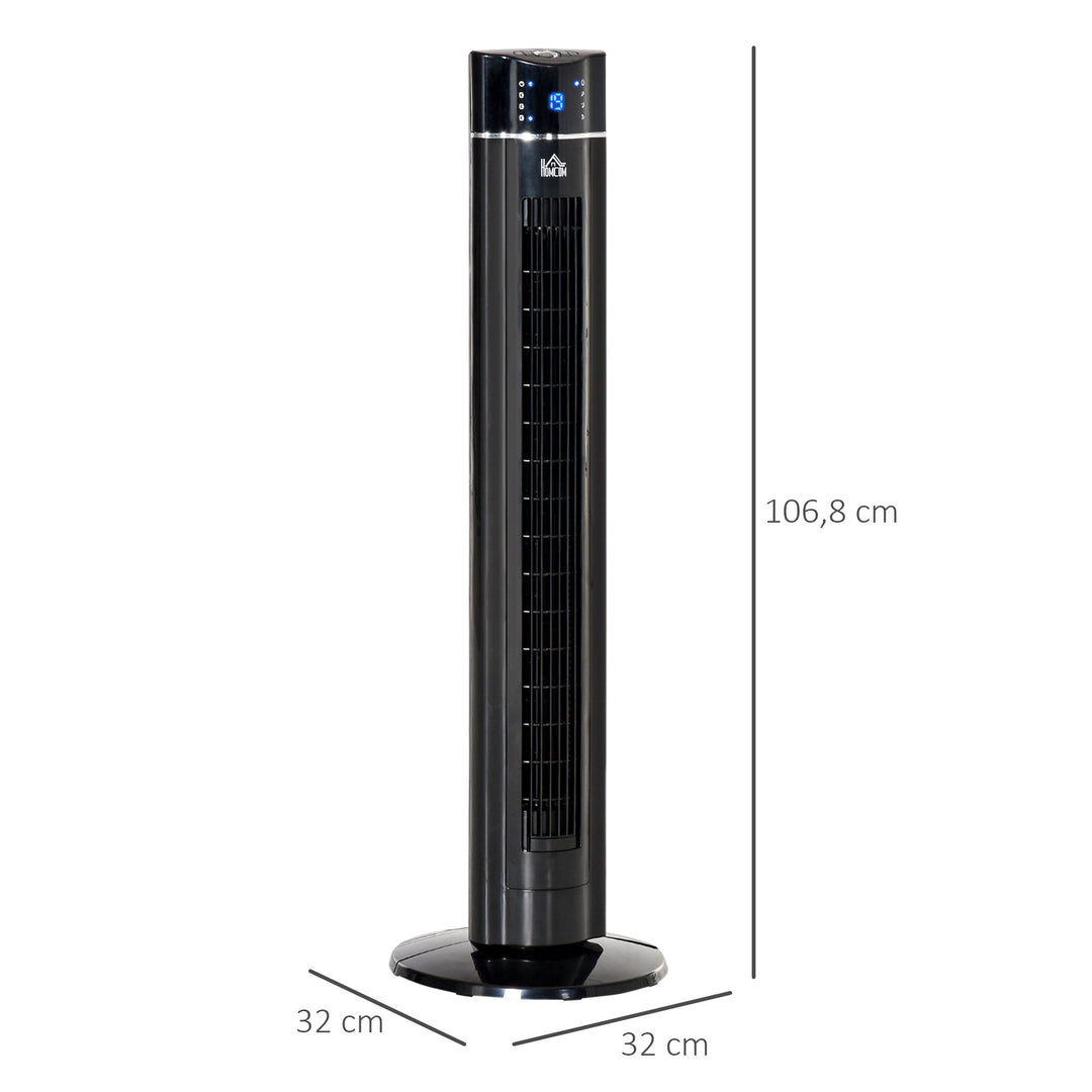 2-i-1 fitnessventilator, piedestalventilator, 32 cm x 32 cm x 106,8 cm, sort