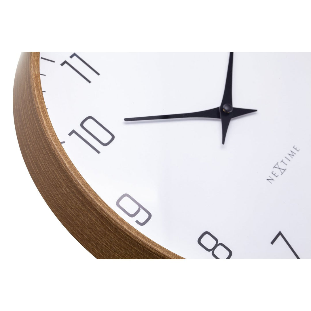 Vægur 30 cm-Silent-Mørkt træmønster-Plastic-NeXtime 'Lyra'