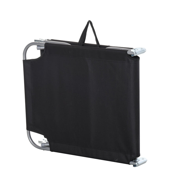 Solseng, foldbar, justerbar ryglæn, rustfri metalramme, 187 x 55 x 24 cm, sort