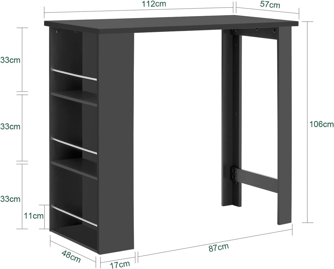 Højt barbord i stilrene linjer, B112xH106xD57 cm, sort