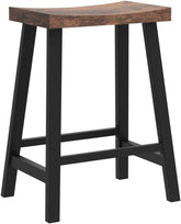 Sæt med 2 barstole med buet sæde, Industrielt design, 46,2 x 33 x 60 cm, Vintage brun/sort