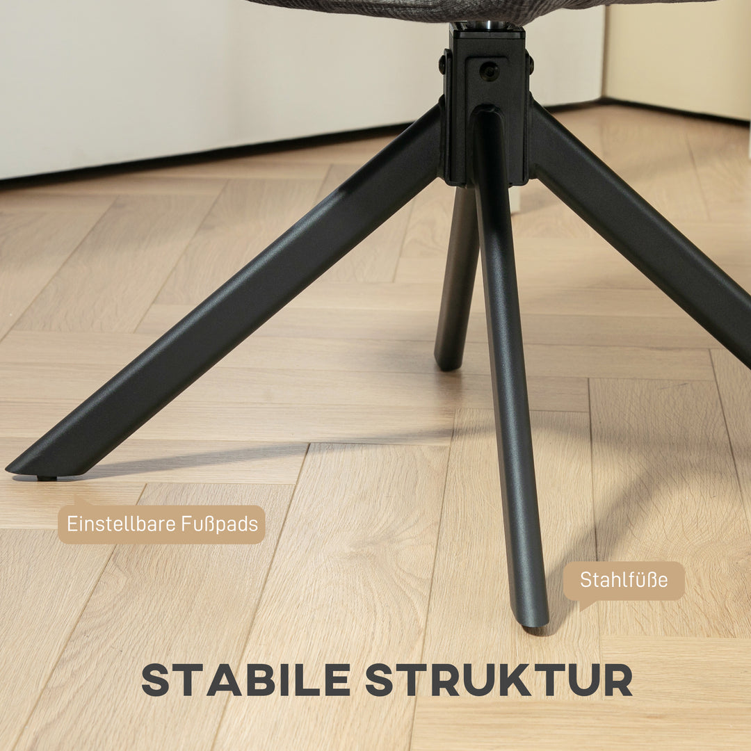 Polstret lænestol, accentstol, moderne design, drejelig, op til 120 kg, sort