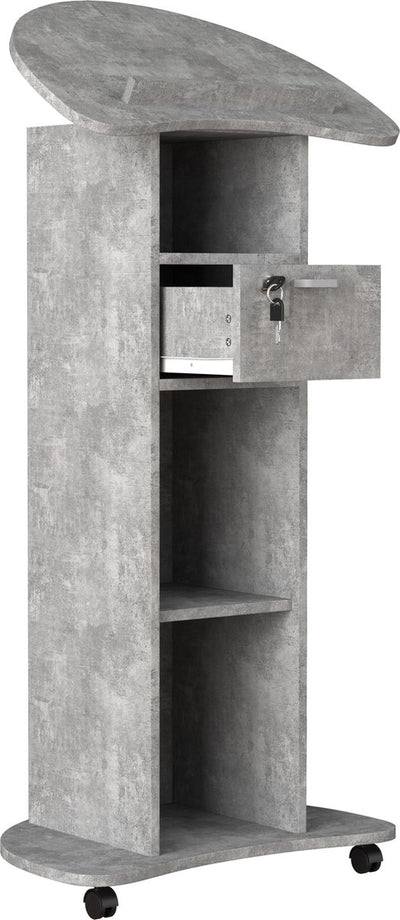 Talerstol,  h. 110 til 120 cm x b. 56 cm x d. 37 cm, betongrå