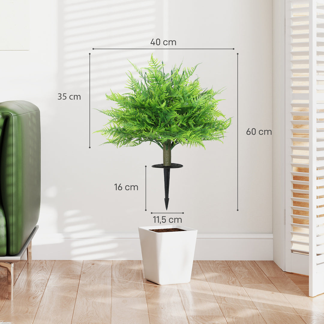 Kunstige Bostonbregnebuske, UV-bestandige, kunstige planter med pæle, sæt med 2, 60 cm til have, veranda